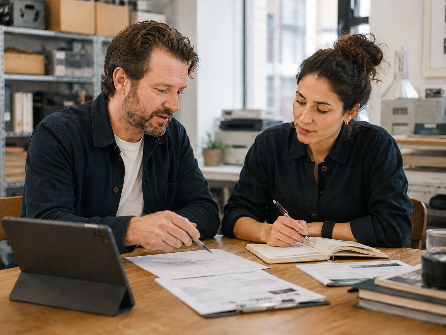 Business finance documents and planning notes